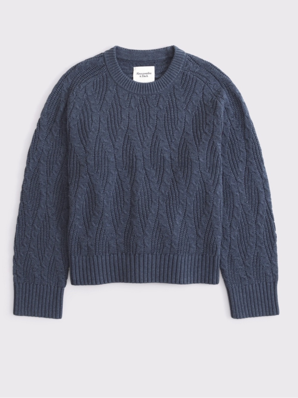Abercrombie & Fitch Slate Blue Cable Knit Crew Sweater